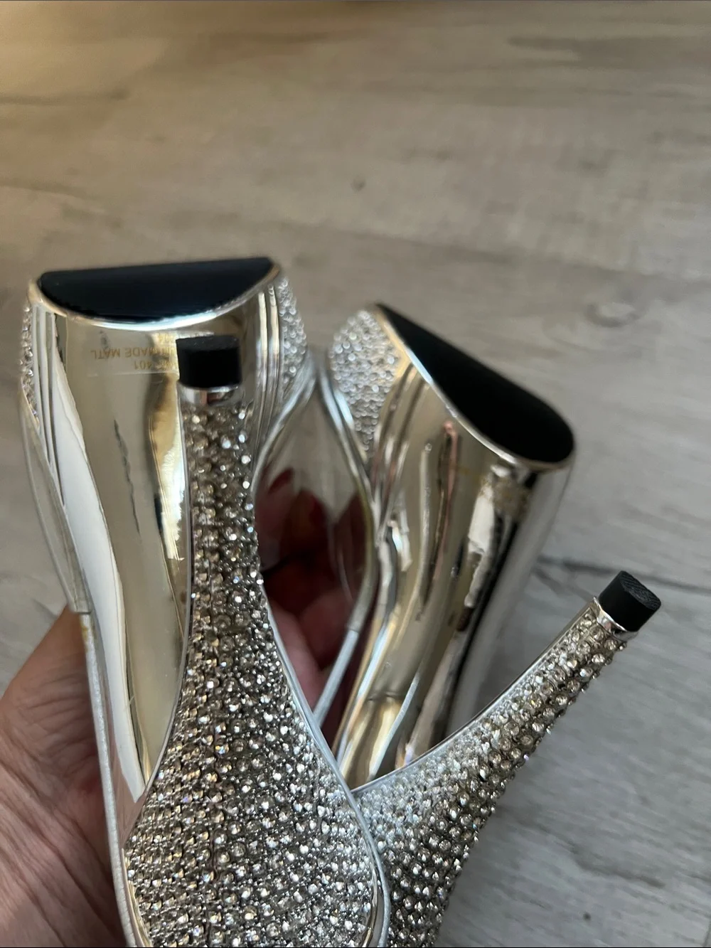 Fabulous Silver Rhinestone Platform Stiletto Heels with Clear Strap